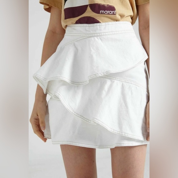 Isabel marant white denim coati skirt 34 - Picture 3 of 5